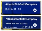 Vintage Porcelain Oil Field Signs (2) - Atlantic Richfield Co CHU, Kern Front
