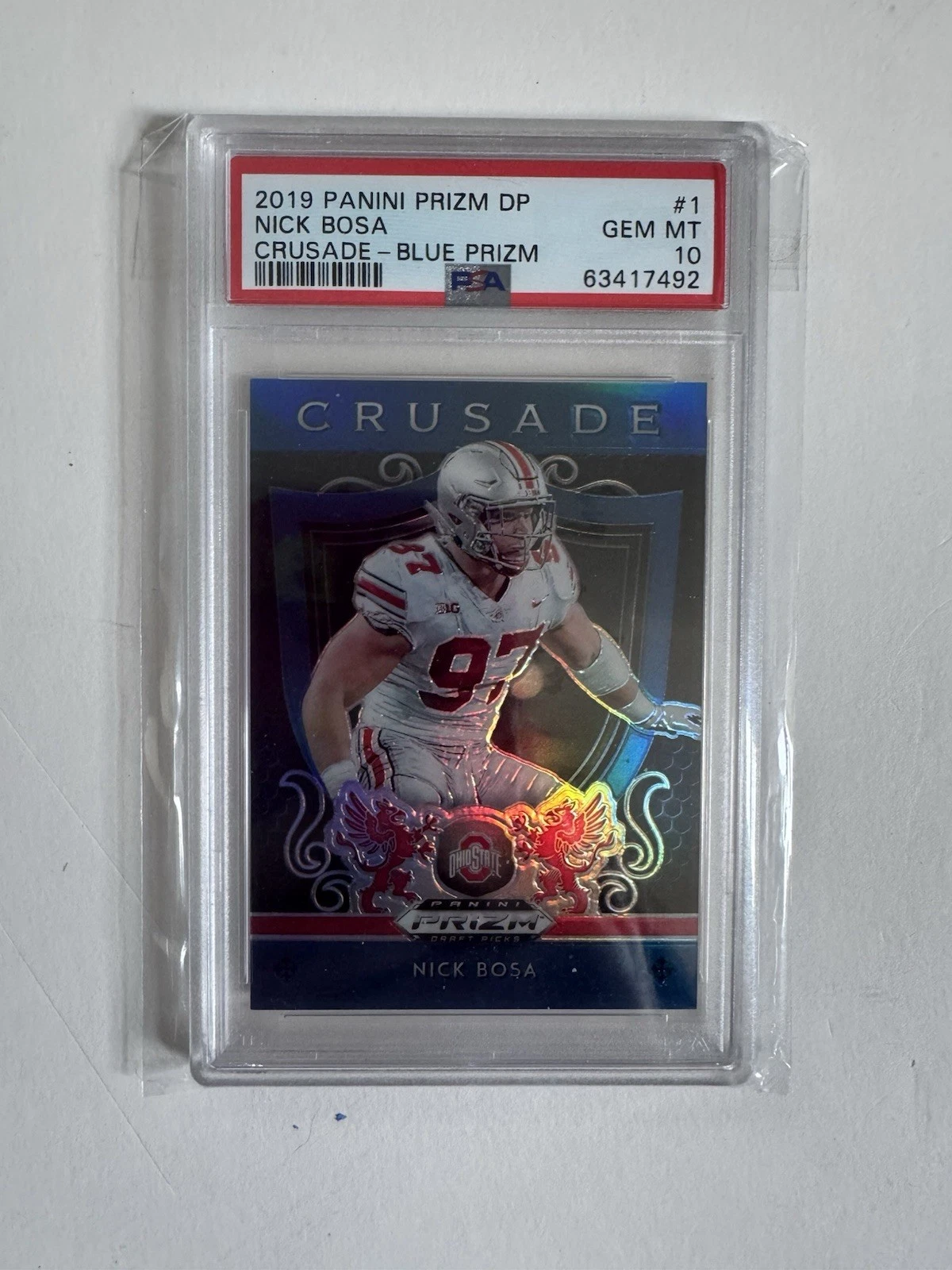 Nick Bosa Panini Prizm Draft Picks Crusade #1 Blue Prizm