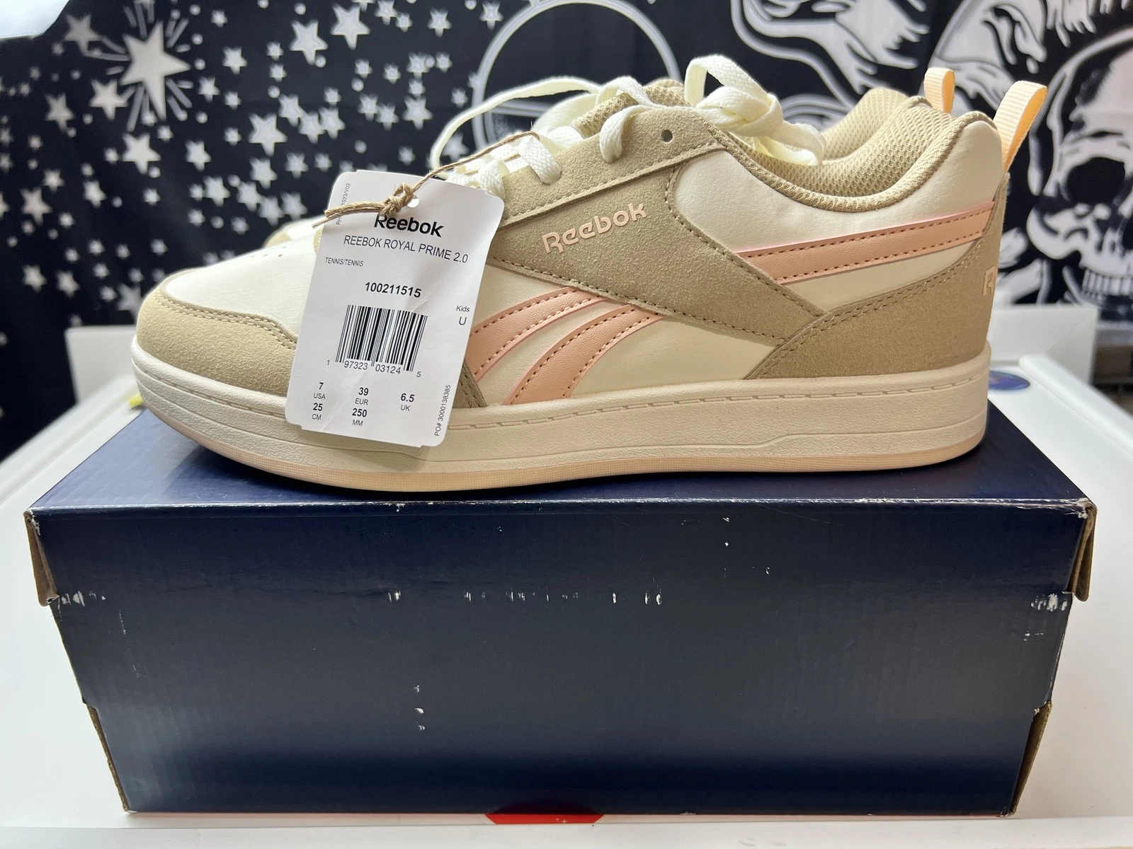 Scarpe Reebok Royal Prime 2.0 bambino taglia 7 tennis beige rosa sneakers casual nuove