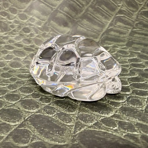 Vintage Signed STEUBEN Crystal Glass TURTLE Figurine HAND COOLER or Paper Weight