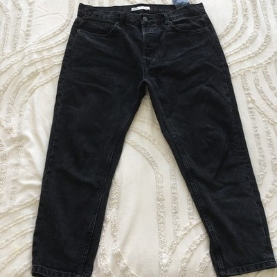 ZARA Womens Cropped Jeans EUR46 Usa36  Black Cotton