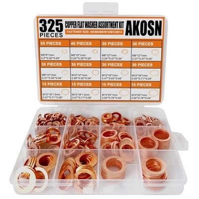 325-Piece  Copper Crush Washers Assortment Kit
