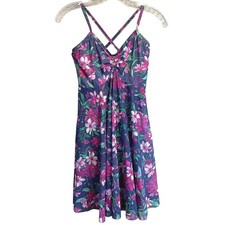 Vintage Floral Cottage One Piece Swim Dress Bathing Suit Size M