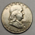 1952 P Franklin Half Dollar, Unc- 90% Silver - 0.3617 Troy Ounces, F-52BF