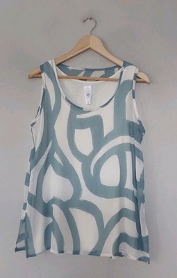 WynneLayers Brush Stroke Printed Chiffon Tank Blue - Cloud Size Small NEW.QVC 