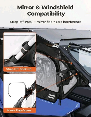 KEMIMOTO X3 Upper Door with Dome Light, Waterproof Windproof UTV Soft Cab... - Picture 5 of 8
