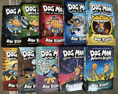 Dog Man Collection Set (Dog Man #1-10) Hardcover, Some Like New, Some Good, See