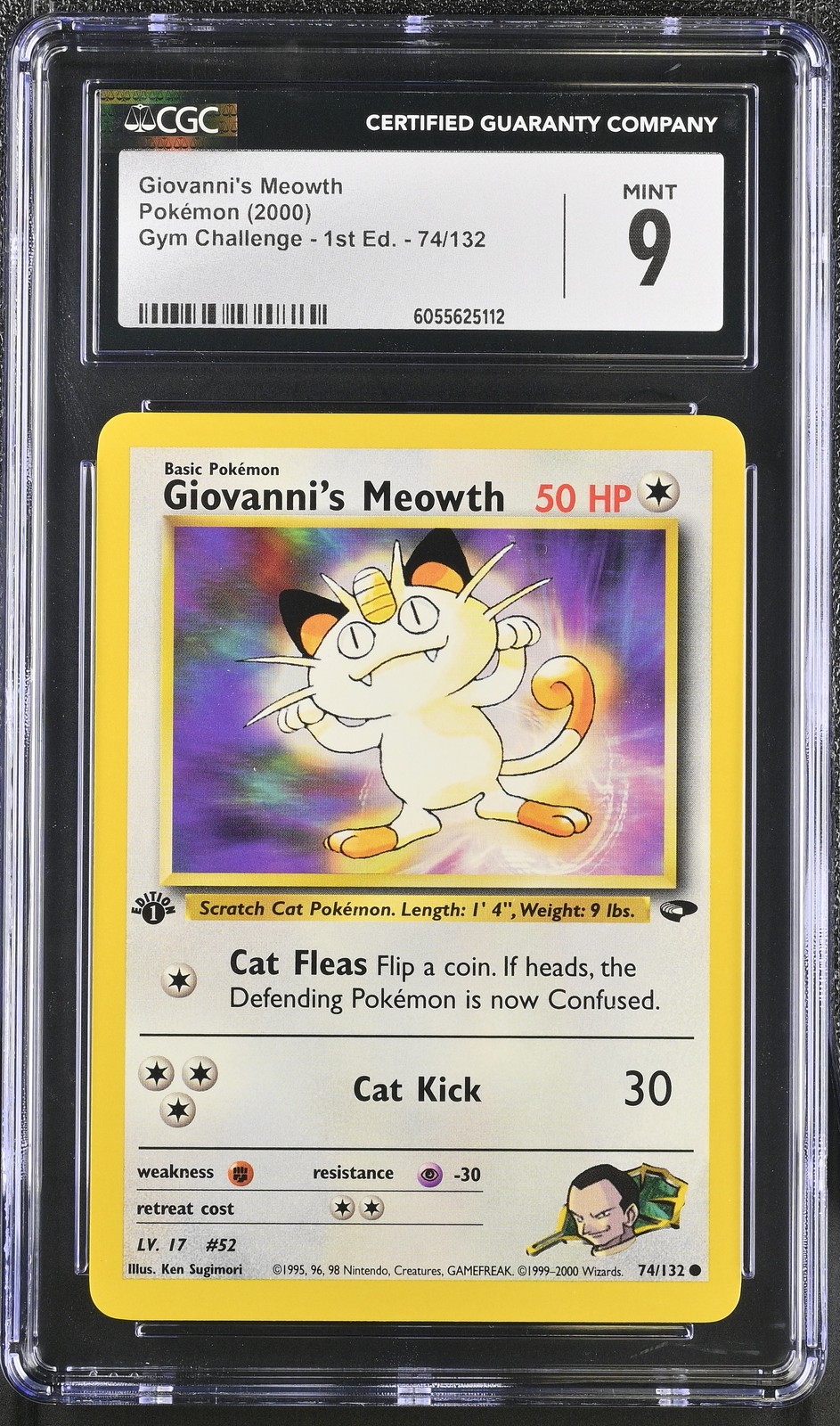 CGC 9 MINT Giovanni's Meowth Gym Challenge 1st Edition 74/132 Pokemon Card