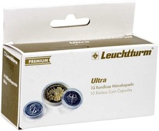 Leuchtturm ULTRA M&uuml;nzkapseln | 10 randlose Kapseln f&uuml;r M&uuml;nzen | Gr&ouml;&szlig;e w&auml;hlbar