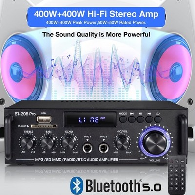 HiFi Verstärker Bluetooth 5.0 2 Kanal Digital FM-Radio USB MP3 Stereo Amplifier