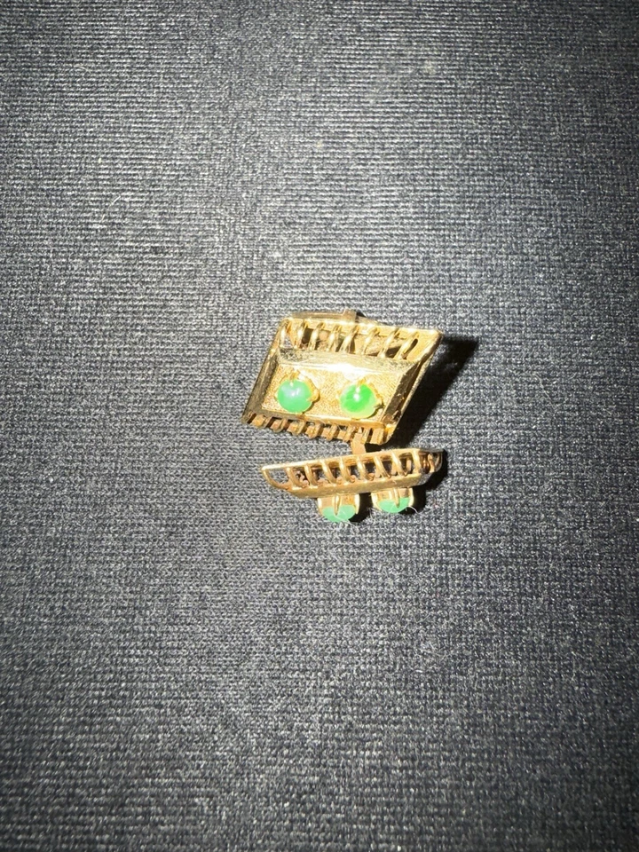 Gemelos Art Deco oro amarillo 14k y jadeíta jade verde 8,1 gramos Foto 2 de 4