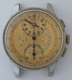 RARE 1930's Ebel Regulator Stainless Steel Chronograph Venus 140 Movt. RUNNING