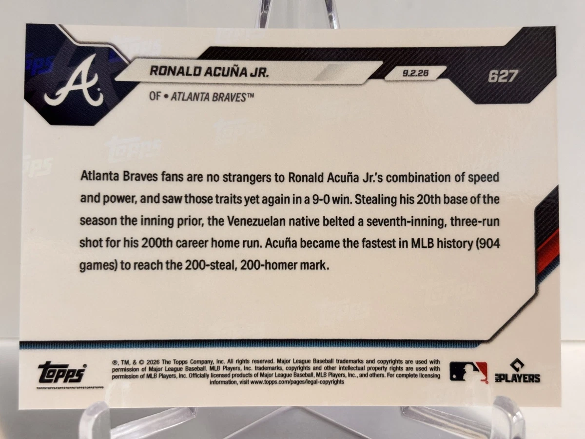 Ronald Acuña Jr. 2026 Topps AHORA #627 200 HR/200 SB MLB Record - EN MANO