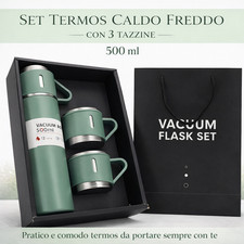 Termos da Viaggio 500ml con 3 Tazzine Set Caldo Freddo Portatile Thermos Caffè