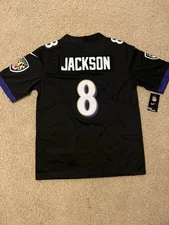 sNWT Lamar Jackson Ravens Men's XL Black Jersey Stitched #8