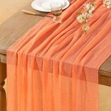 Orange Cheesecloth Table Runner Fall Thanksgiving 120 inches Boho Gauze Cheese