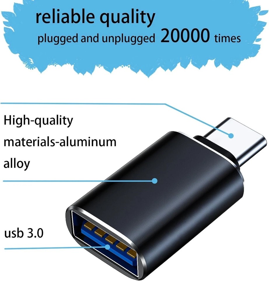 4 Pack USB-C 3.0 Male to USB A Female Adapter Converter OTG Type C ...