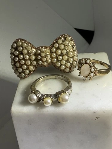 Lot of 3 Mixed Costume Jewelry Rings - Vintage