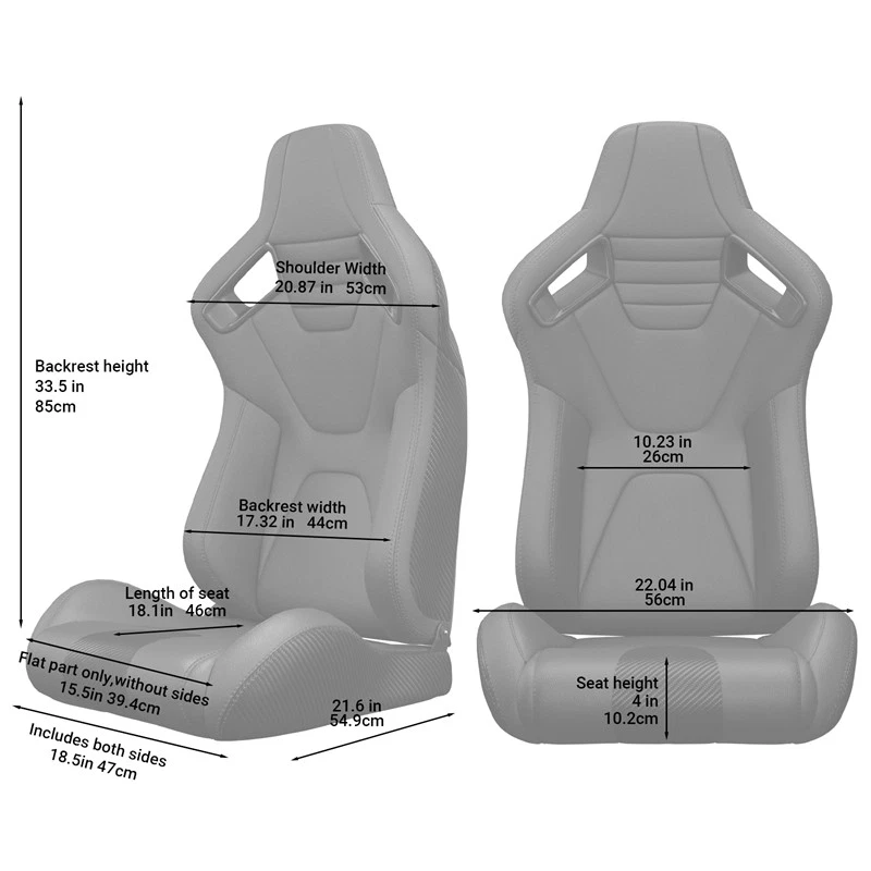 2 piezas Asientos de carreras reclinables para Toyota PVC cuero con asientos de cubo de doble deslizamiento Foto 2 de 4