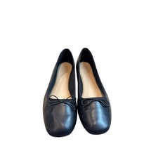 A New Day Women  s Black Ballet Flats Bow Detail Rounded Square Toe Slip On Shoes