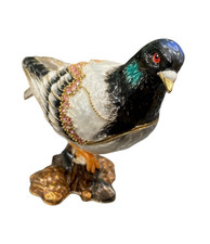 Bird Pidgeon Treasured Trinket Box With Crystals 8cm Gold Plated