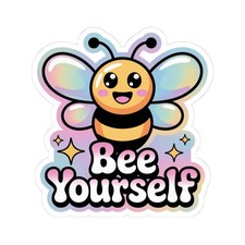 Cute Bee Yourself Sticker - Pastel Wings Inspirational Quote Vinyl Decal