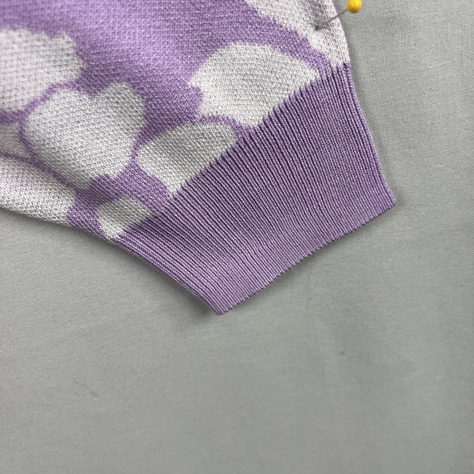 LOFT Sweater Womens Petite Large Purple White Daisy Knit Floral Lightweight - Image 2 of 4