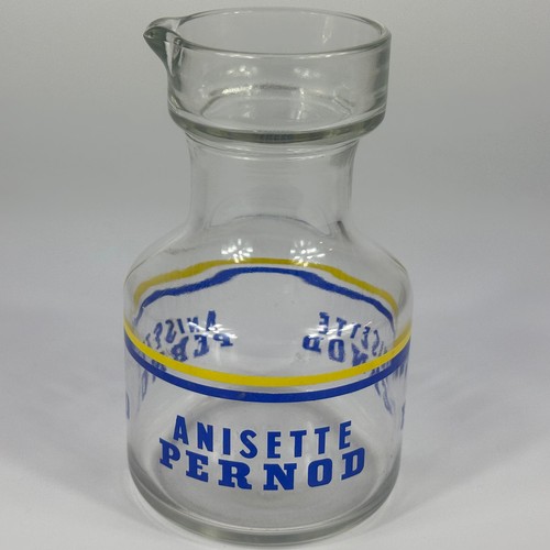 Vintage French Bistro Cafe Glass Anisette Pernod Carafe Bottle, Breweriana