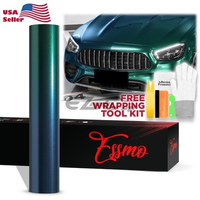 ESSMO PET Super Gloss Metallic Peacock Green Vehicle Vinyl Wrap Film Like Paint