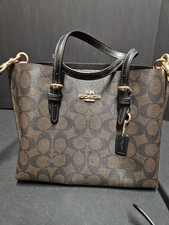 Coach C4250 Mollie Tote 25 2 vie PVC tela pelle nero/marrone