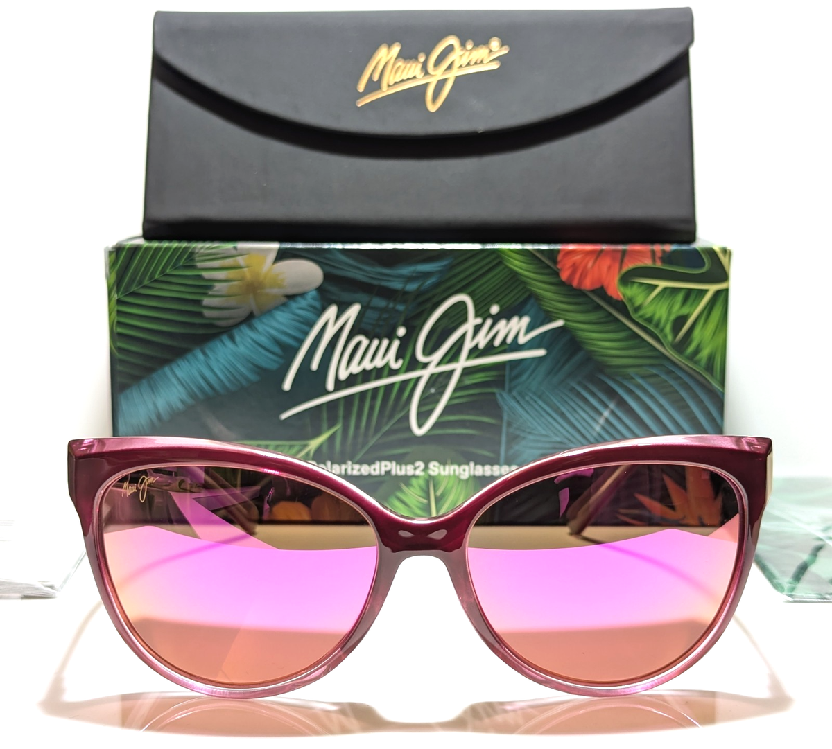Maui Jim Olu Olu MJ 537-07A Cat Eye Burgundy Fade Sunglasses Purple Polarized Maui Jim Olu Olu MJ 537 07A Burgundy Fade Frame + Maui  main image 4