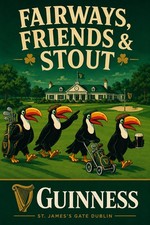 Guinness Fairways Friends & Stout 12x8in Metal Sign Golf Bar Decor New