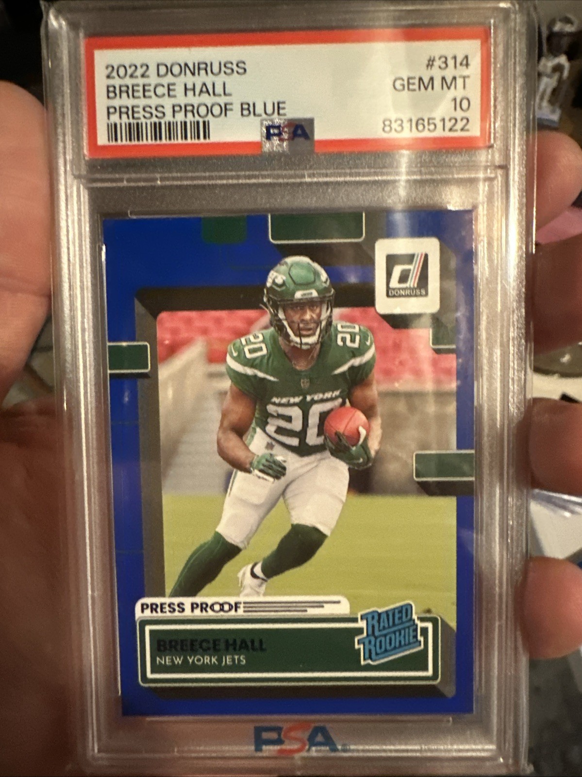 Breece Hall Panini Donruss #314 Press Proof Blue