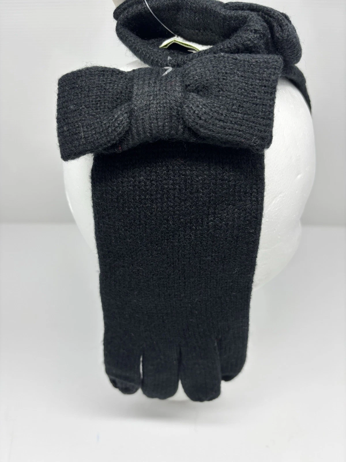 Kate Spade Women's Bow Gloves Touchscreen Black Knit One Size Retail $49