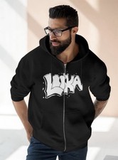Men s Black LUKA Graphic Full Zip Hoodie w/Po...