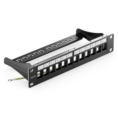 deleyCON 12 Port Patchpanel Modular Keystone Module CAT LAN Netzwerk Patchfeld