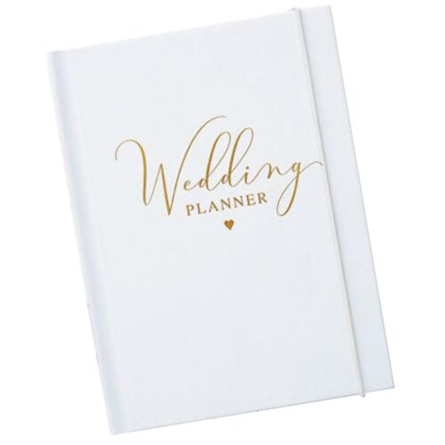 Livre d'organisateur de journal planificateur de mariage couverture blanche avec libellé doré - Photo 1 sur 3