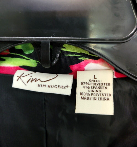 Kim Rogers Women's Size Large Pink/Black Floral Print Blazer/Jacket 3/4 Sleeve - Picture 2 of 6
