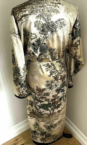 ZARA LONG KIMONO DRESS ORIENTAL PRINT SATIN WRAP COAT JACKET SIZE M NEW - Picture 4 of 13