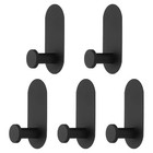 5pcs Self Adhesive Hooks Stainless Steel Shower Robe Towel Wall Hangers, Black