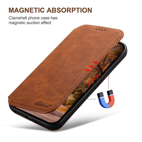Retro Leather Flip Magnetic Wireless Case For iPhone 16 15 Pro Max Wallet Cover - 第 5/27 張圖片