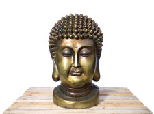 XXL Buddha Kopf 82cm Skulptur Steinoptik Gold-Bronze Indoor-Outdoor 406153 Gold