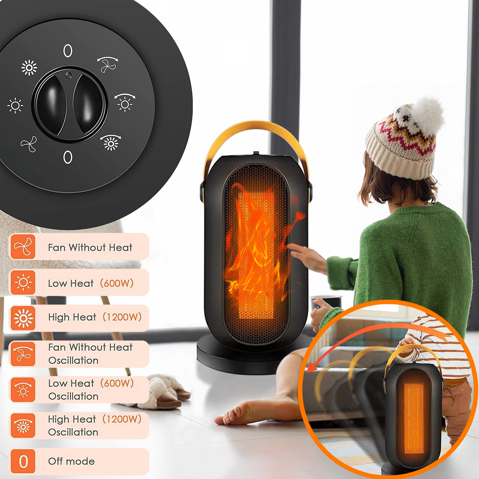 Household Vertical Shaking Head Electric Heater Portable Heater Battery  Operated | eBay