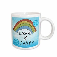 3dRose Clean and sober rainbow and cloud art a great recovery gift for addicted