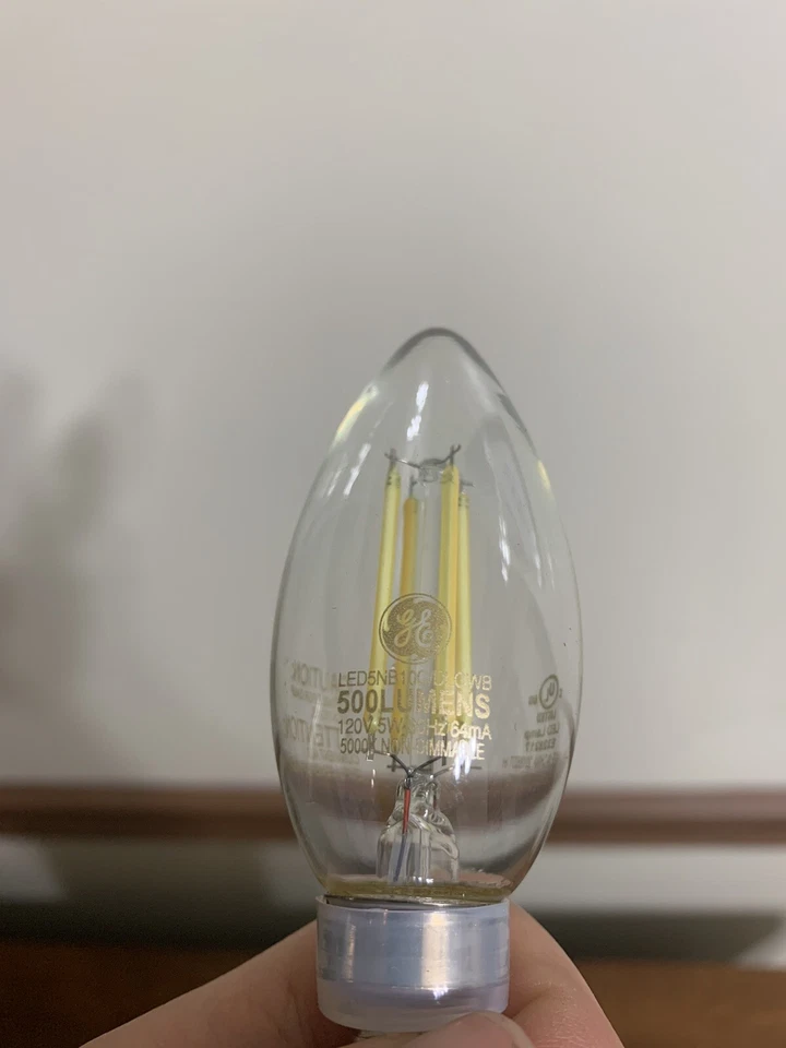 GE Daylight 24 Bulbs LED B10C Candelabra Base 60W EQ 5W Decorative Candle Light - Image 4 of 4