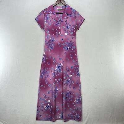 Vintage Jody California Dress Womens 10 Purple Floral Maxi 70s