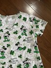 Disney Womens Happy St Patricks Day Scrub Top Mickey Mouse Clover White Green XS — photo 4