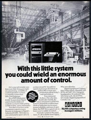 1976 DEC PDP-8 A PDP-8A computer photo Digital Equipment vintage print ad