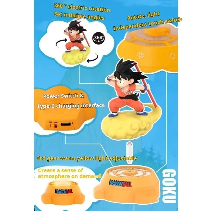 Original Dragon Ball Anime Figura Goku Figura Giratoria Luz Nocturna Lámpara Habitación - Imagen 4 de 4