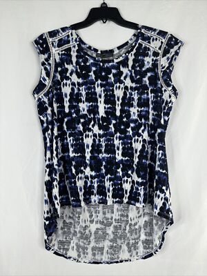 Rose & Olive Sleeveless Tunic Top Womens Size XL Blue White Beach New 
